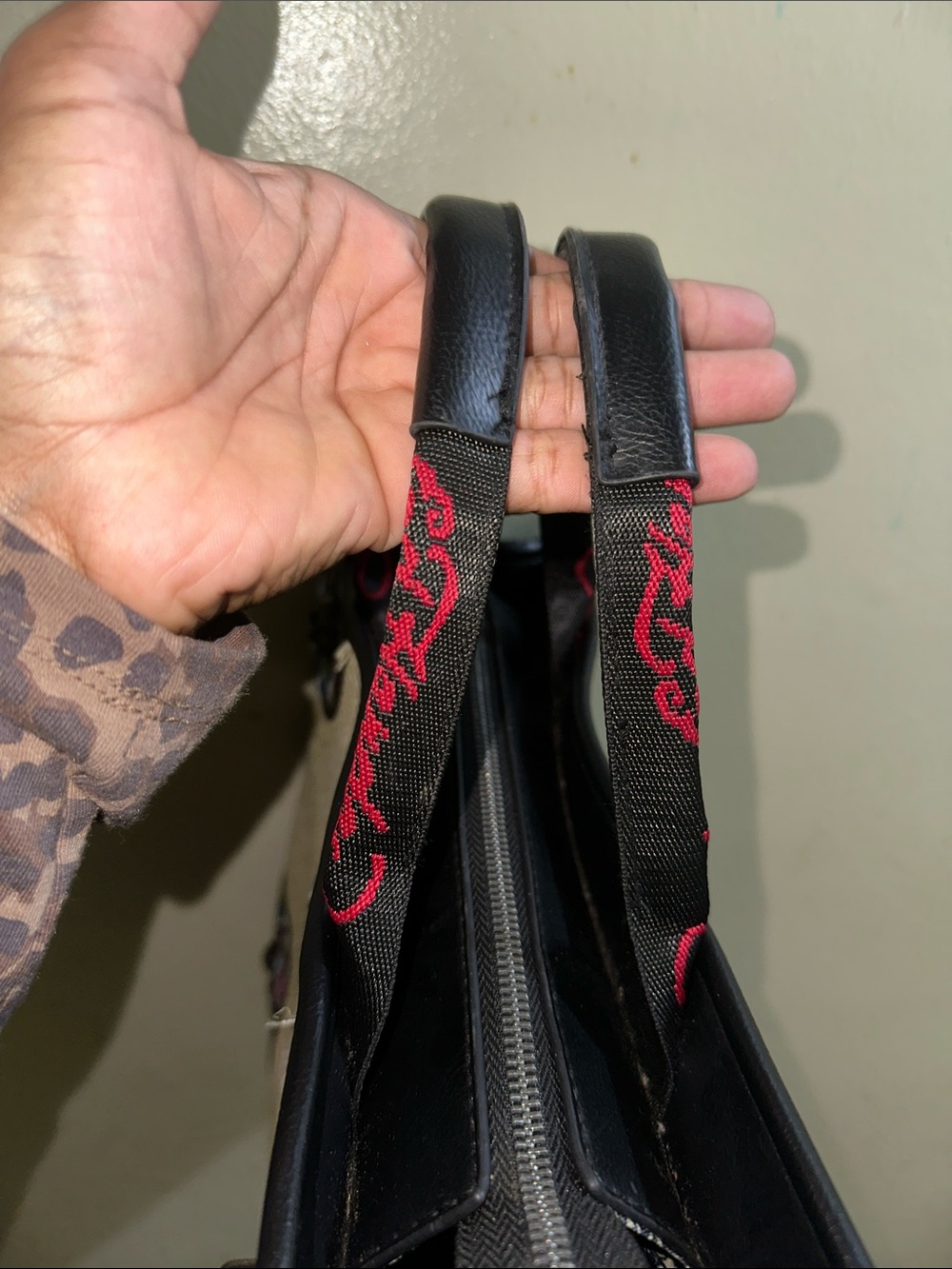 Ed Hardy Straw Tote with Black Trim and Colorful Skull Graphic - Picture 6 of 7